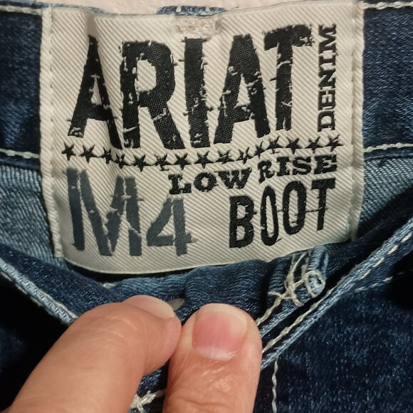 Ariat M4 Low Rise Boot Western Blue Denim Jeans Mens Size 38x36 - Picture 6 of 16